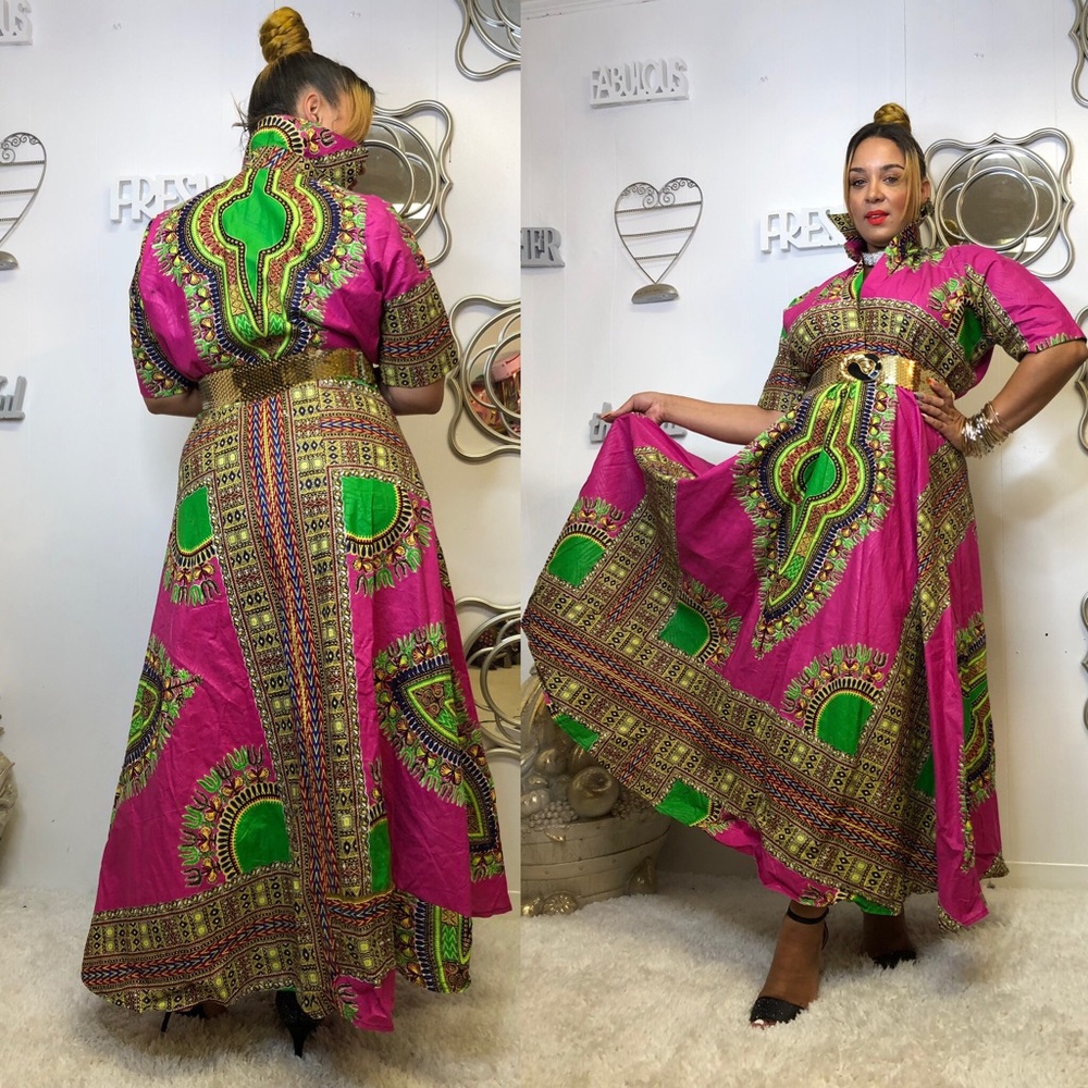 Ankara Print Tea Length Dress 
571 232 5108